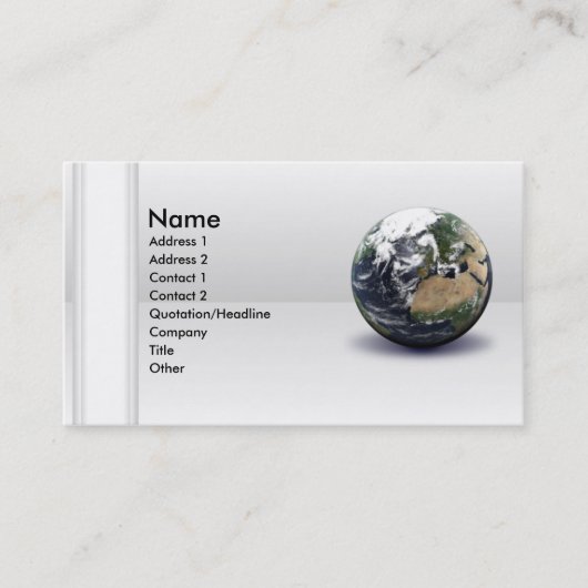 Carte de visite globale de la Terre (Devant)