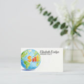 Carte De Visite Globe avec symbole dollar et graphique ascendant (Debout devant)