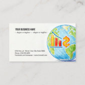 Carte De Visite Globe avec symbole dollar et graphique ascendant (Dos)