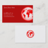 Carte De Visite Globe brillant rouge, votre nom ici, (Devant / Derrière)
