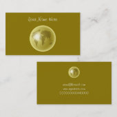 Carte De Visite Globe du monde d'or, votre nom ici (Devant / Derrière)