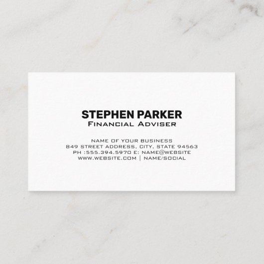 Carte De Visite Globe | Financiers (Dos)