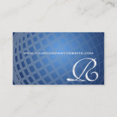 Carte De Visite Globe international bleu élégant du monogramme R (Dos)