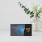 Carte De Visite Globe numérique | Logo d'entreprise moderne Gold (Debout devant)