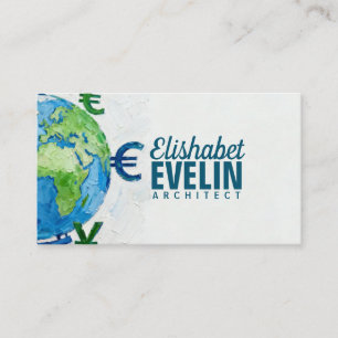 Carte De Visite Globe pictural avec devise mondiale f32