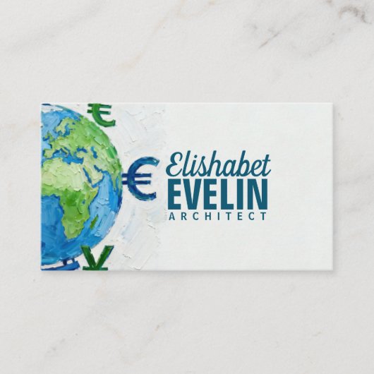Carte De Visite Globe pictural avec devise mondiale f32 (Devant)