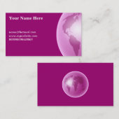 Carte De Visite Globe rose du monde, votre nom ici, (Devant / Derrière)