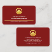 Carte De Visite Glorious Red Minimalist Gold Line CEO (Devant / Derrière)
