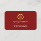 Carte De Visite Glorious Red Minimalist Gold Line CEO (Dos)