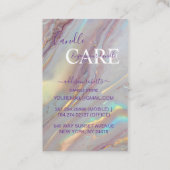 Carte De Visite Glossy Holographic Marble Candle Care (Dos)