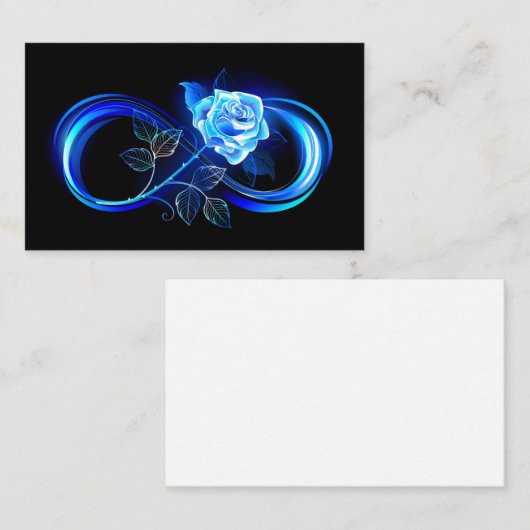 Carte De Visite Glowing infinity with blue rose (Devant / Derrière)