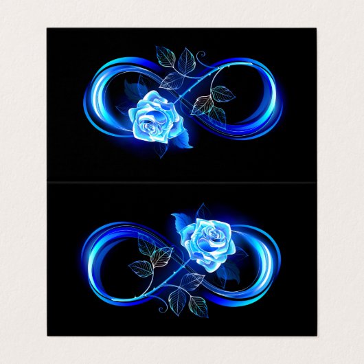 Carte De Visite Glowing infinity with blue rose (Extérieur déplié)