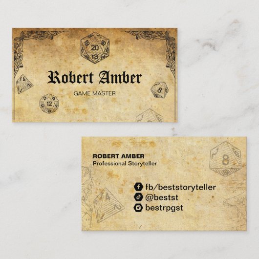 Carte de visite GM Dice RPG Cistomizable (Devant / Derrière)