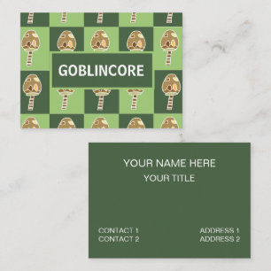Carte De Visite Goblincore Champignon Vert à Carreaux