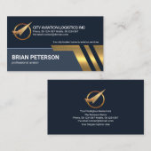 Carte De Visite Gold Airplane Runlines Aviation Logistics (Devant / Derrière)
