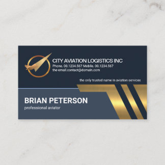 Carte De Visite Gold Airplane Runlines Aviation Logistics