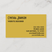 Carte De Visite Gold and Black Minimalist (Dos)
