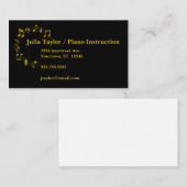 Carte De Visite Gold and Black Musical Notes Professeur de musique (Devant / Derrière)