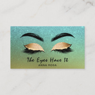 Carte De Visite *~* Gold Aqua Blue Parties scintillant Lashes Exte