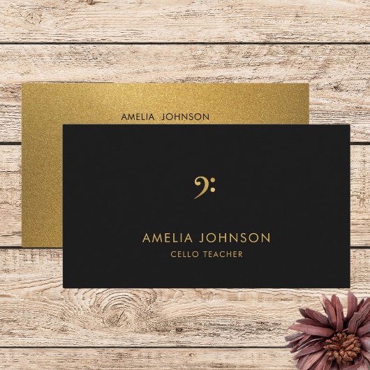 Carte De Visite Gold Bass Clef Professeur de musique professionnel