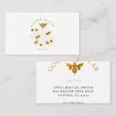 Carte De Visite Gold Bee Honeycomb Logo Beekeeper Honey Products (Devant / Derrière)