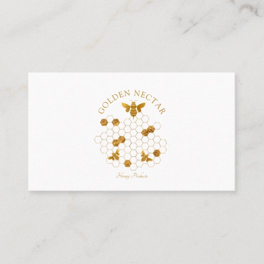 Carte De Visite Gold Bee Honeycomb Logo Beekeeper Honey Products (Devant)
