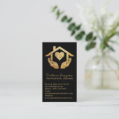 Carte De Visite Gold Black Cleaning Service Maid QR Code Logo (Debout devant)