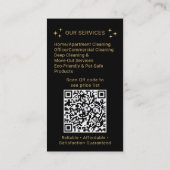 Carte De Visite Gold Black Cleaning Service Maid QR Code Logo (Dos)