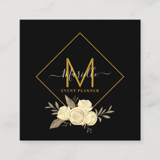 Carte de visite Gold Black Event Planner (Devant)