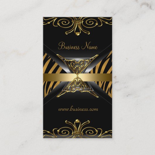 Carte De Visite Gold Black Gold Art Déco Zebra Stria (Devant)