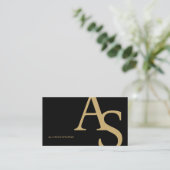 Carte De Visite Gold Black Initials Logo Makeup Artist QR Code (Debout devant)