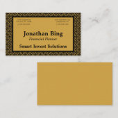 Carte De Visite Gold & Black Lattice Gold & Black Frame (Devant / Derrière)