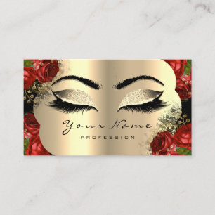 Carte De Visite Gold Black Maquillage Artiste Lash Floral Roses Ro