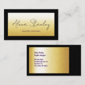 Carte De Visite Gold Black Minimalist (Devant / Derrière)