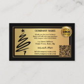 Carte De Visite Gold Black Noël Merci (Dos)