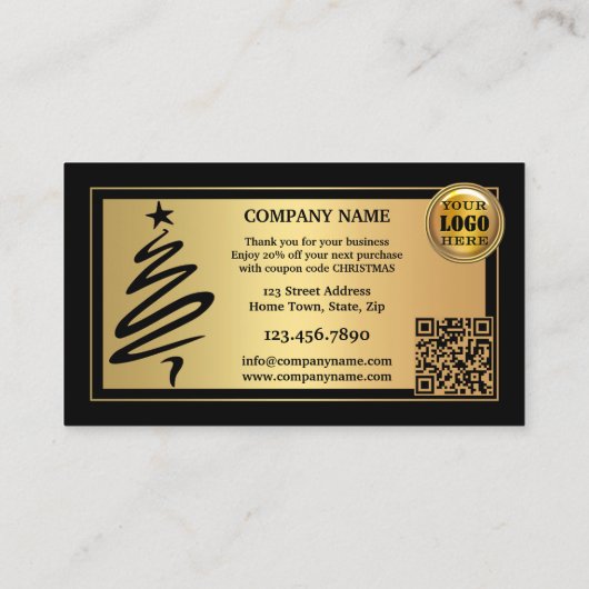 Carte De Visite Gold Black Noël Merci (Dos)