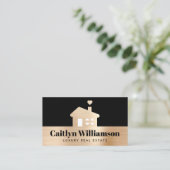Carte De Visite Gold Black Photo Agent immobilier Broker Maison (Debout devant)