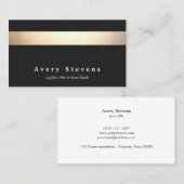 Carte De Visite Gold Black rayé moderne élégant salon de beauté (Devant / Derrière)