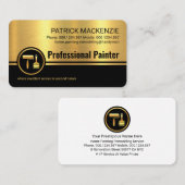 Carte De Visite Gold Black Stripes Roller Paint Brush (Devant / Derrière)