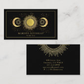 Carte De Visite Gold Black Sun Moon Celestial (Devant / Derrière)