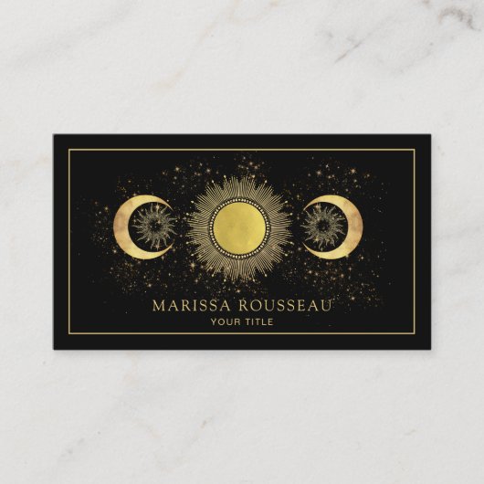 Carte De Visite Gold Black Sun Moon Celestial (Devant)