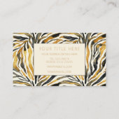 Carte De Visite Gold Black Zebra Print Pattern (Dos)