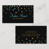 Carte de visite Gold & Blue Confetti (Devant / Derrière)