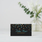 Carte de visite Gold & Blue Confetti (Debout devant)