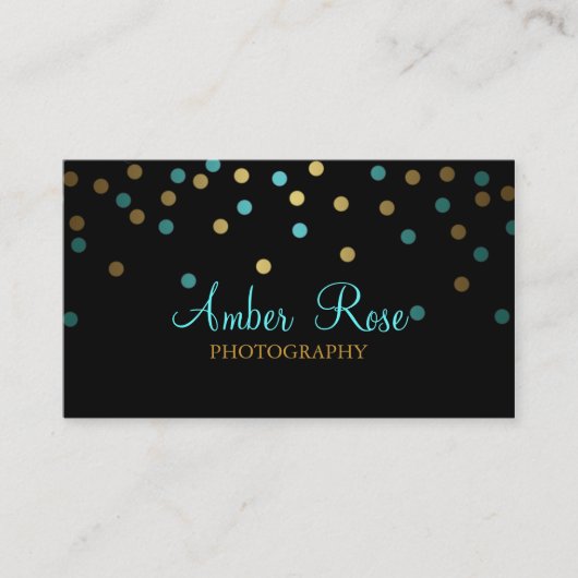 Carte de visite Gold & Blue Confetti (Devant)
