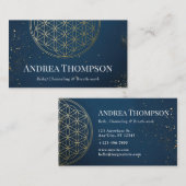 Carte De Visite Gold & Blue Flower of life, Reiki, Canalisation (Devant / Derrière)