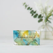 Carte De Visite Gold Blue Green Peinture Splatter Professional (Debout devant)