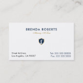 Carte De Visite Gold Blue Lady Justice Badge Procureur à la loi (Dos)