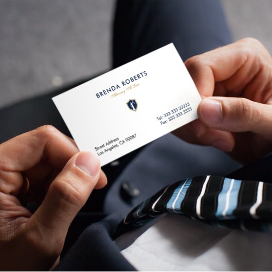 Carte De Visite Gold Blue Lady Justice Badge Procureur à la loi