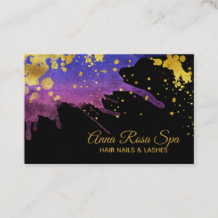 Carte De Visite *~* Gold Bold Abstrait Purple Aquarelle Luxe